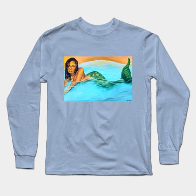 Holiday Mermaid Long Sleeve T-Shirt by Btvskate